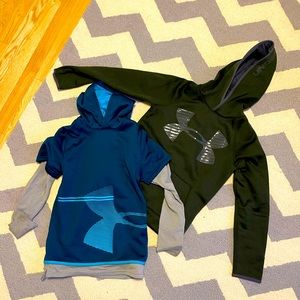 Two under armour light hooded sweatshirts